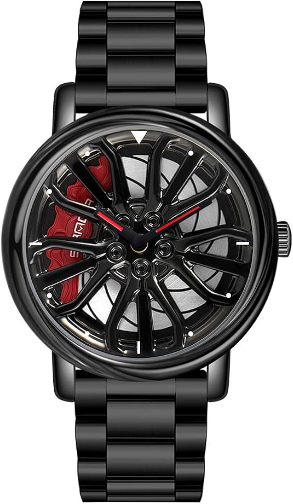 Mens premium car watch black and red