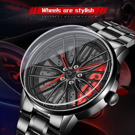 Mens premium car watch black and red